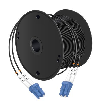 Buacoz 210 Meters LC to LC UPC Outdoor Armored Fiber Patch Cable, 9/125um Single Mode Duplex Fiber Optic Internet Cables, Jumper Optical Patch Cord, (210M/688.97ft), TPU Black