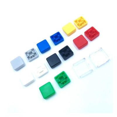 QZLIBEFUD 20PCS A14 Square Button Cap Fit 12 * 12 * 7.3 Red Yellow Blue Green White hat 12x12x7.3mm(Yellow)