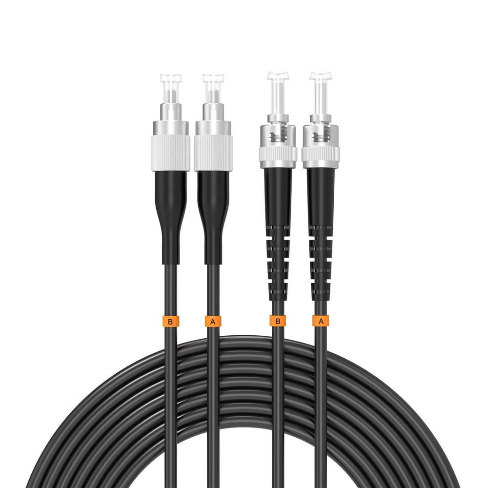 Buacoz FC to ST UPC Outdoor Armored Fiber Patch Cable 45Meter/147.64ft Single Mode Duplex Fiber Optic Internet Cables TPU Black Simplex - 9/125um Industrial Fiber Optic Jumper Optical Patch Cord