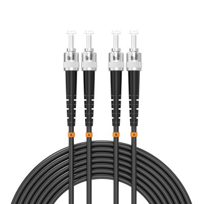 Buacoz ST UPC to ST Armored Outdoor Fiber Optic Cable, 33Meter/108ft Single Mode Duplex Fiber Jumper Optical Patch Cord, Simplex - 9/125um Industrial Fiber Optic Internet Cables, TPU Black