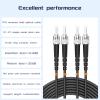 Buacoz ST UPC to ST Armored Outdoor Fiber Optic Cable, 33Meter/108ft Single Mode Duplex Fiber Jumper Optical Patch Cord, Simplex - 9/125um Industrial Fiber Optic Internet Cables, TPU Black view 3