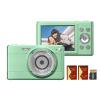 Andoer 1080P Digital Camera Digital Video Camera Camcorder 56MP 2.88 Inch IPS Screen 8X Digital Zoom AF Auto Focus Anti-Shake Face Detect with 32GB Memory Card 2pc Batterie for Kid Teen, Green view 1