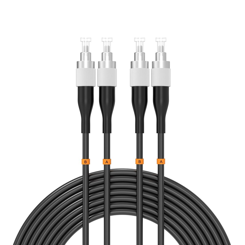 Buacoz FC to FC UPC Outdoor Armored Fiber Patch Cable 36Meter/118ft Single Mode Duplex Fiber Optical Cable Patch Cord Jumper,9/125um Fiber Optic Internet Cable TPU Black