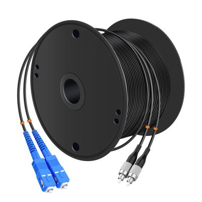Buacoz 100Meter/328ft Outdoor Armored Fiber Patch Cable FC/UPC to SC/UPC Single Mode Duplex Fiber Optic Internet Cables - Simplex - 9/125um Fiber Optic Jumper Optical Patch Cord