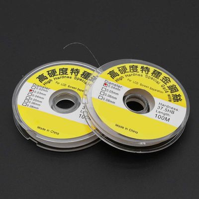 hokojix 100m Alloy Gold Molybdenum Wire Cutting Line for LCD for Touch Screen Refurbishment 0.03mm/0.04mm for Phone for