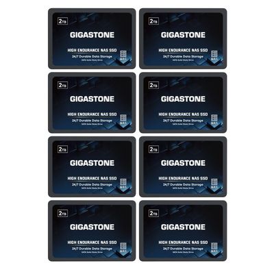 Gigastone NAS Certified High Endurance SSD 2TB (8-Pack) Up to 550MB/s TLC Flash with SLC Caching 24/7 Reliable for Gaming/PC/NAS SSD 5-Year Warranty 2.5" SATA Internal Solid State Drives RAID Disk