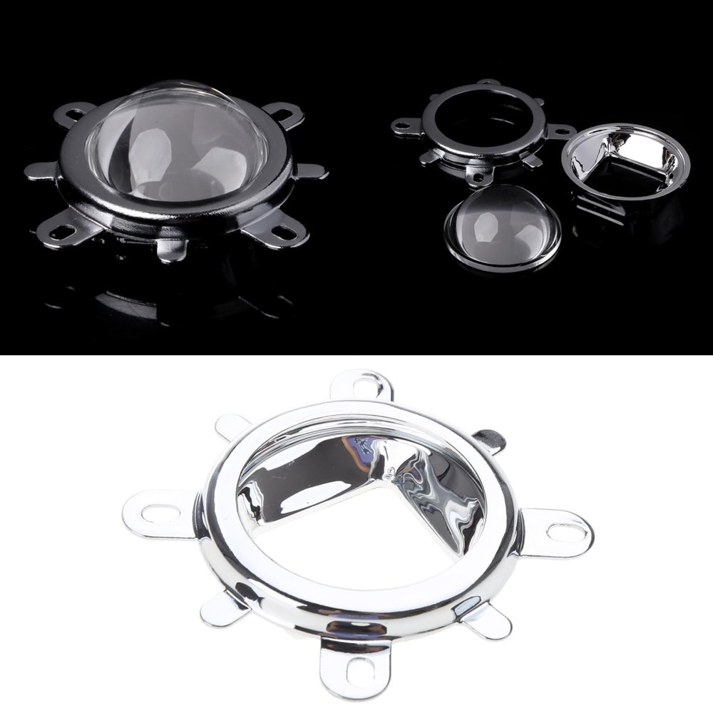 hokojix 44mm LED Lens Optical Glass 60 Degree 50mm Reflector Collimator Fixed Bracket for 20W-100W LED Light Lamp