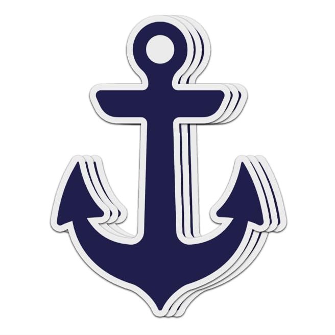 (3 PCs) Anchor Nautical Navy Blue Waterproof Vinyl Stickers 2 Inches
