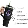(3 PCs) Anchor Nautical Navy Blue Waterproof Vinyl Stickers 2 Inches view 3