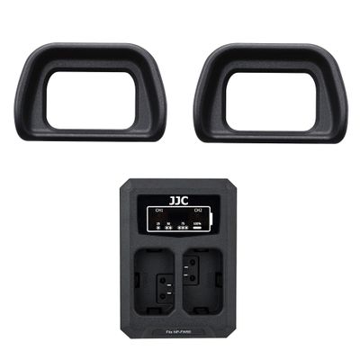 JJC 2-Pack FDA-EP10 Eyecup Eyepiece Viewfinder & Battery Charger for Sony A6000 A6100 A6300 NEX-7 NEX-6 Cameras