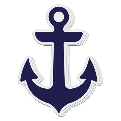 (3 PCs) Anchor Nautical Navy Blue Waterproof Vinyl Stickers 3 Inches