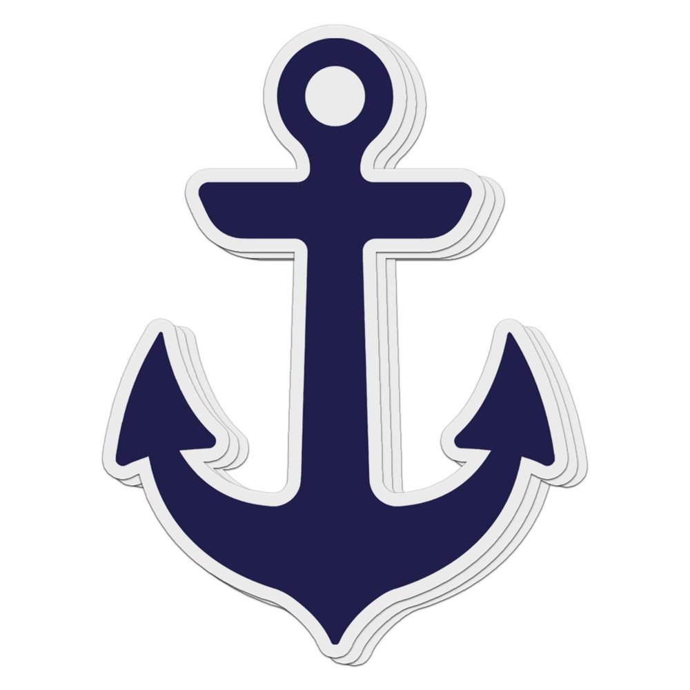 (3 PCs) Anchor Nautical Navy Blue Waterproof Vinyl Stickers 3 Inches