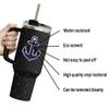 (3 PCs) Anchor Nautical Navy Blue Waterproof Vinyl Stickers 3 Inches view 3