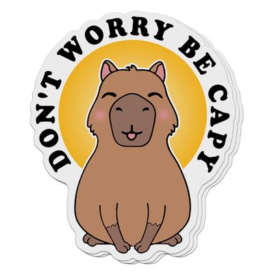 (3 PCs) Capybara Don't Worry Be Capy Waterproof Vinyl Stickers 3 Inches