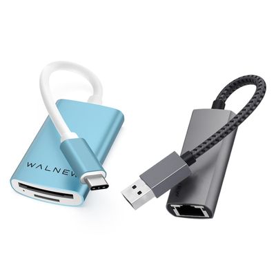 WALNEW USB 3.0 Ethernet Adapter & USB C Micro SD Card Reader Bundle