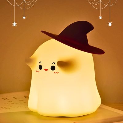 eirix Ghost Night Light Halloween Decorations Night Light Silicone Rechargeable Night Lamp with 3 Level Dimmable Bedside Lamp Nursery Nightlight Dorm Decor, Funny Holidays Gift Cool Gadgets for Kids
