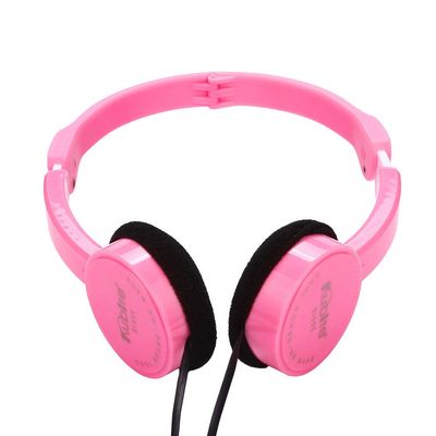 DirectNine Basics Kids Wire Headphones - Over Ear Headset with Microphone, HiFi Stereo, Foldable, Lightweight, Stretchable, Soft Ear Pads, 3.5mm , for Learning & Entertainment, Pink