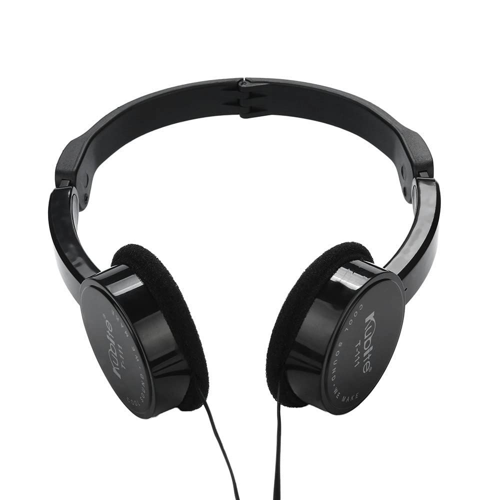 DirectNine Basics Kids Wire Headphones - Over Ear Headset with Microphone, HiFi Stereo, Foldable, Lightweight, Stretchable, Soft Ear Pads, 3.5mm , for Learning & Entertainment, Black A