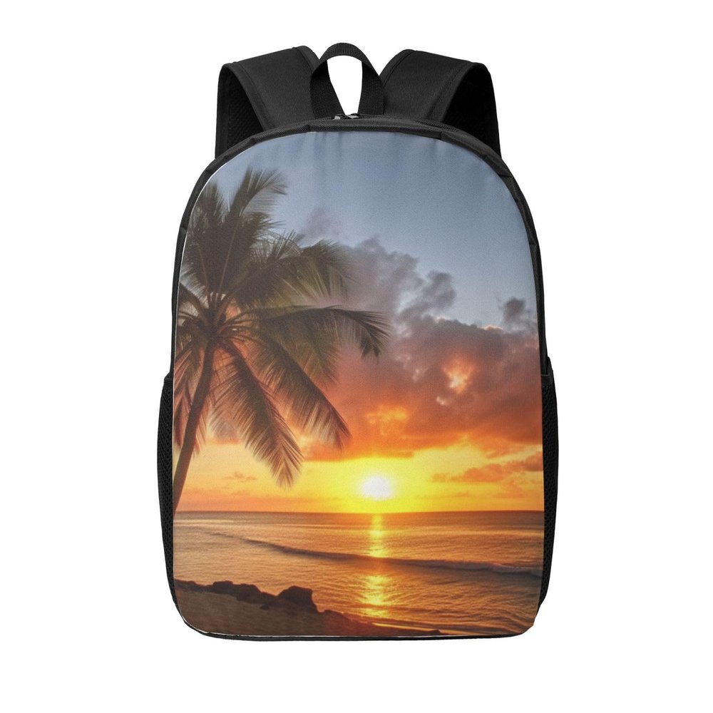 JHLMN Backpack Sunset Hawaiian Palm Tree Travel Casual Laptop Backpack 17 inch Waterproof Hiking Daypack for Men Women