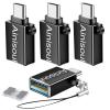 Ainisoul USBC to USB Adapter 4 Pack,USB C to A Adapter,USB C Male to USB Female Connector,USBA OTG Cable Converter for iPhone 16 15,MacBook Pro,Car Play,Black view 1