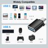 Ainisoul USBC to USB Adapter 4 Pack,USB C to A Adapter,USB C Male to USB Female Connector,USBA OTG Cable Converter for iPhone 16 15,MacBook Pro,Car Play,Black view 2