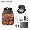 JHLMN Backpack Hamburger Steak Fast Food Travel Casual Laptop Backpack 17 inch Waterproof Hiking Daypack for Men Women view 4