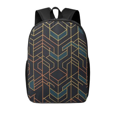 JHLMN Backpack Geometric Lines Travel Casual Laptop Backpack 17 inch Waterproof Hiking Daypack for Men Women
