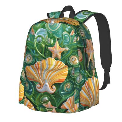 RLDOBOFE Cartoon seashell Backpack Travel Casual Daypack for Men Women Laptop Backpack Lightweight Double Shoulder Bag for Work Hiking