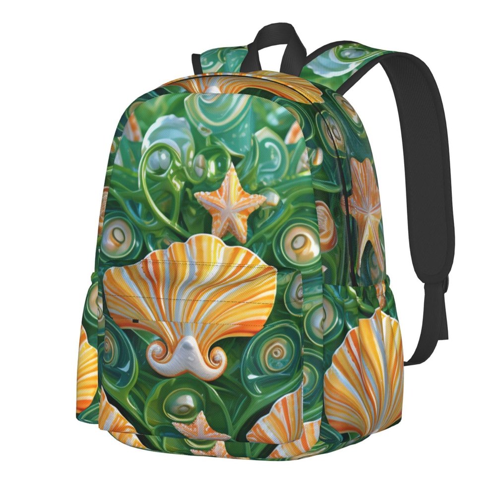 RLDOBOFE Cartoon seashell Backpack Travel Casual Daypack for Men Women Laptop Backpack Lightweight Double Shoulder Bag for Work Hiking