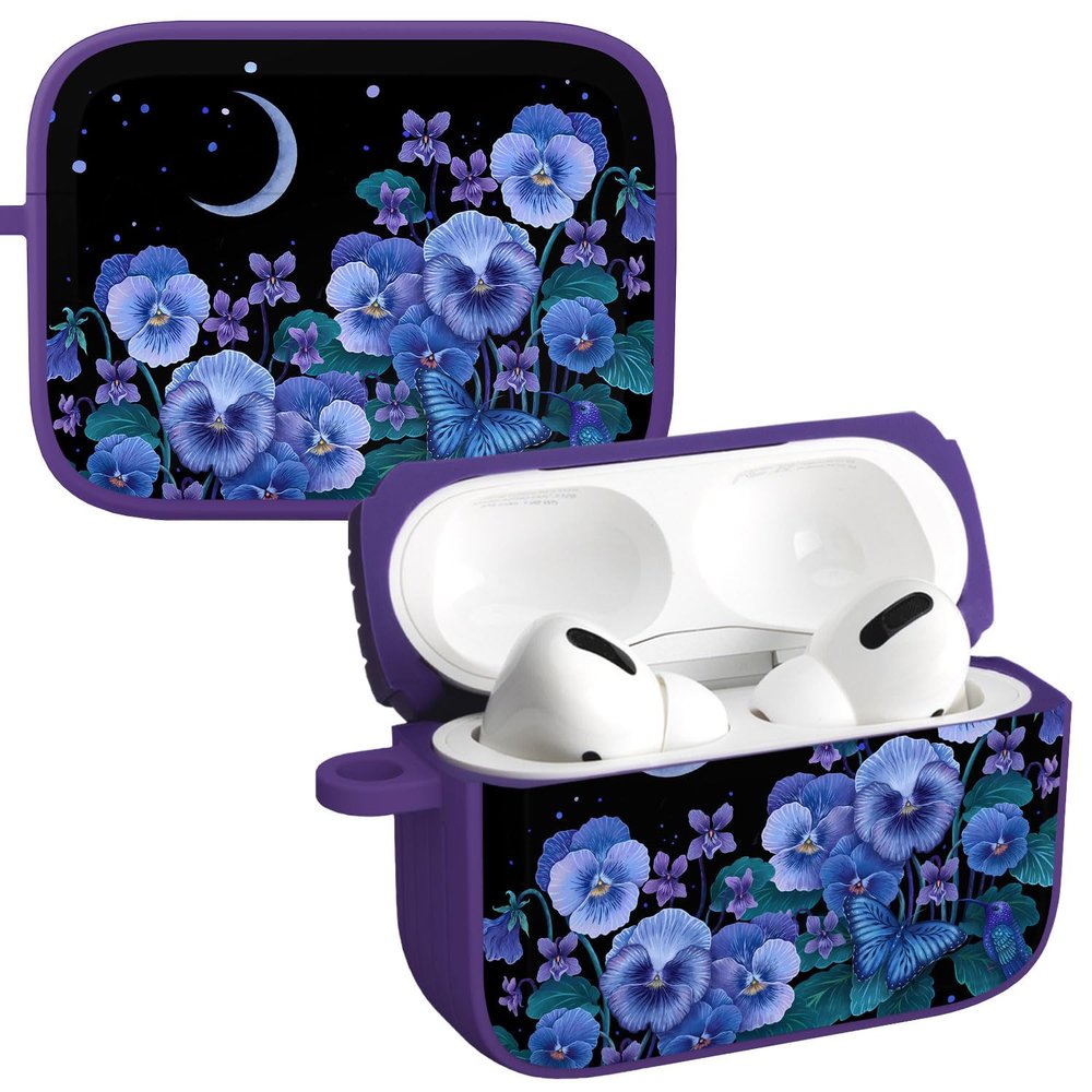 Affinity Bands X Episodic Drawing Enchanted Collection HDX Case Cover Compatible with Apple AirPods Pro 1 & 2 (Violet Flowers)