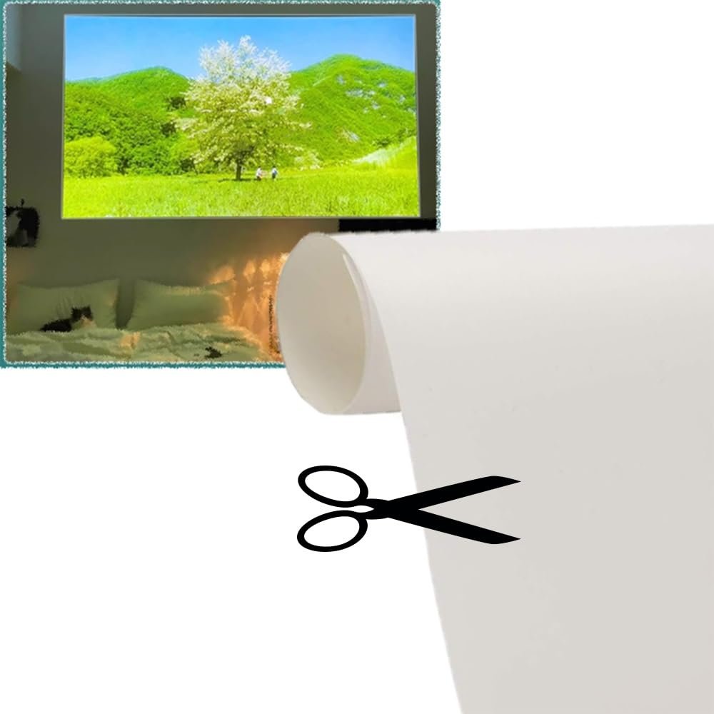 NILZA Electrostatic Projection Screen White PET Projector Screen Static Cling Film Movie Screen Home Theater Projection Film for Living Room/Conference Room(60x200cm/23.6x78.7in)