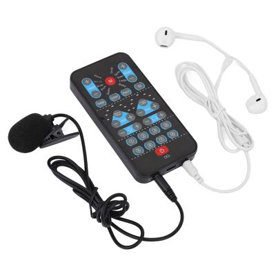 Akozon Portable Mini Voice Changer Sound Card with 8 Sound Effects, Multilanguage Support, and Voice Beautification for Mobile and Computer Use - Ideal for DJ, Studio Recording,