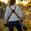 Cocoarm Double Shoulder Camera Strap Adjustable Dual Leather Double Shoulder Camera Harness Accessory for 2 Cameras view 2