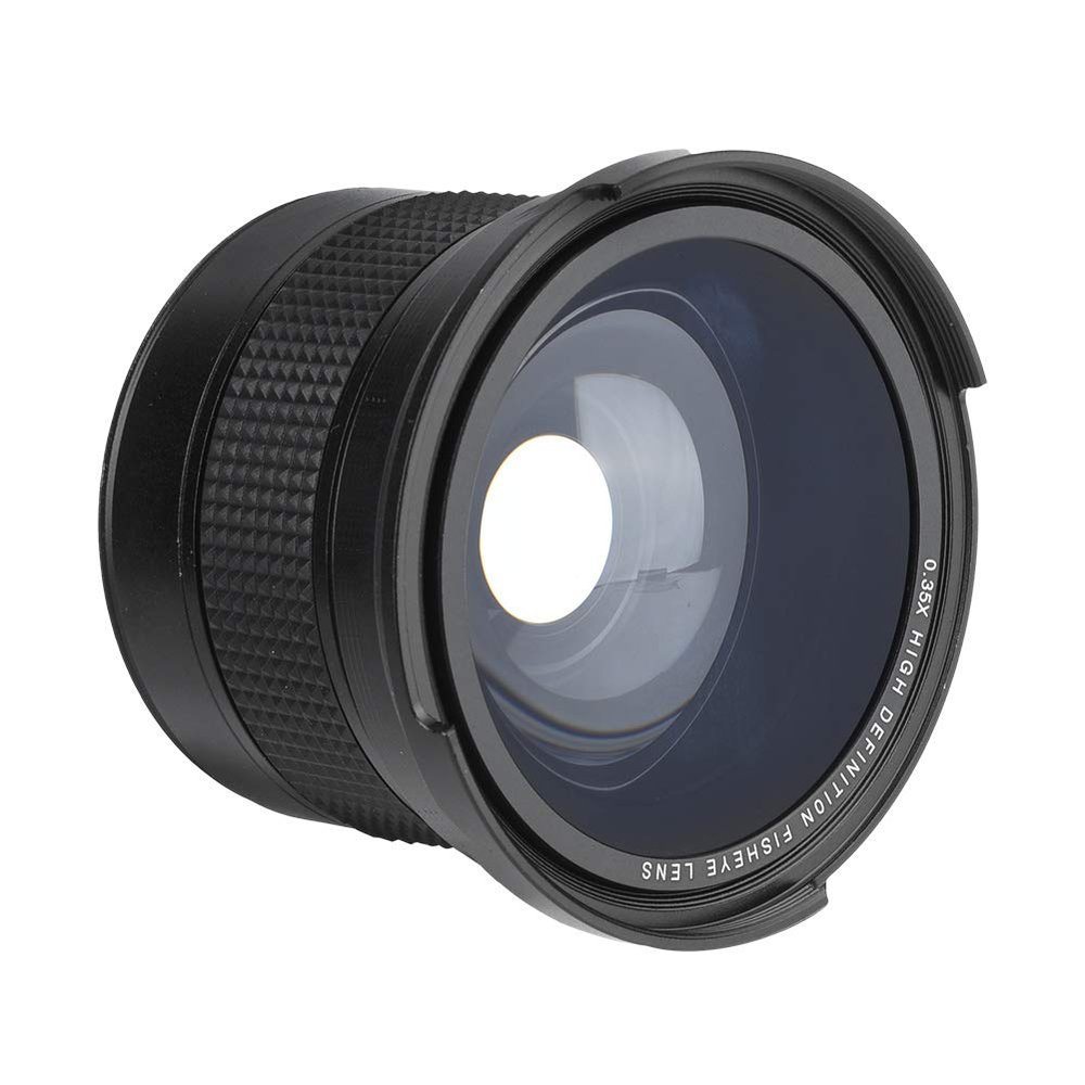 0.35X Fisheye Lens Metal Lens Black for SLR DSLR Camera Instantly Expands Field of View with Distortion Effect for Image Enthusiasts, Compatible with 58MM Lenses Only