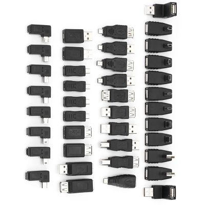 Akozon Multiple USB2.0 Adapters, Pack of 40 Angled Mini Micro Type B Male Female Converters Connectors for High Speed Data Transfer and Universal Compatibility