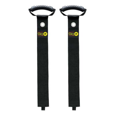 Easy-Carry Wrap-It Storage Straps - 48 (2-Pack) Black with Grommet - Garden Hose Caddy and Cord Wrap for Indoor and Outdoor Cable Organizing