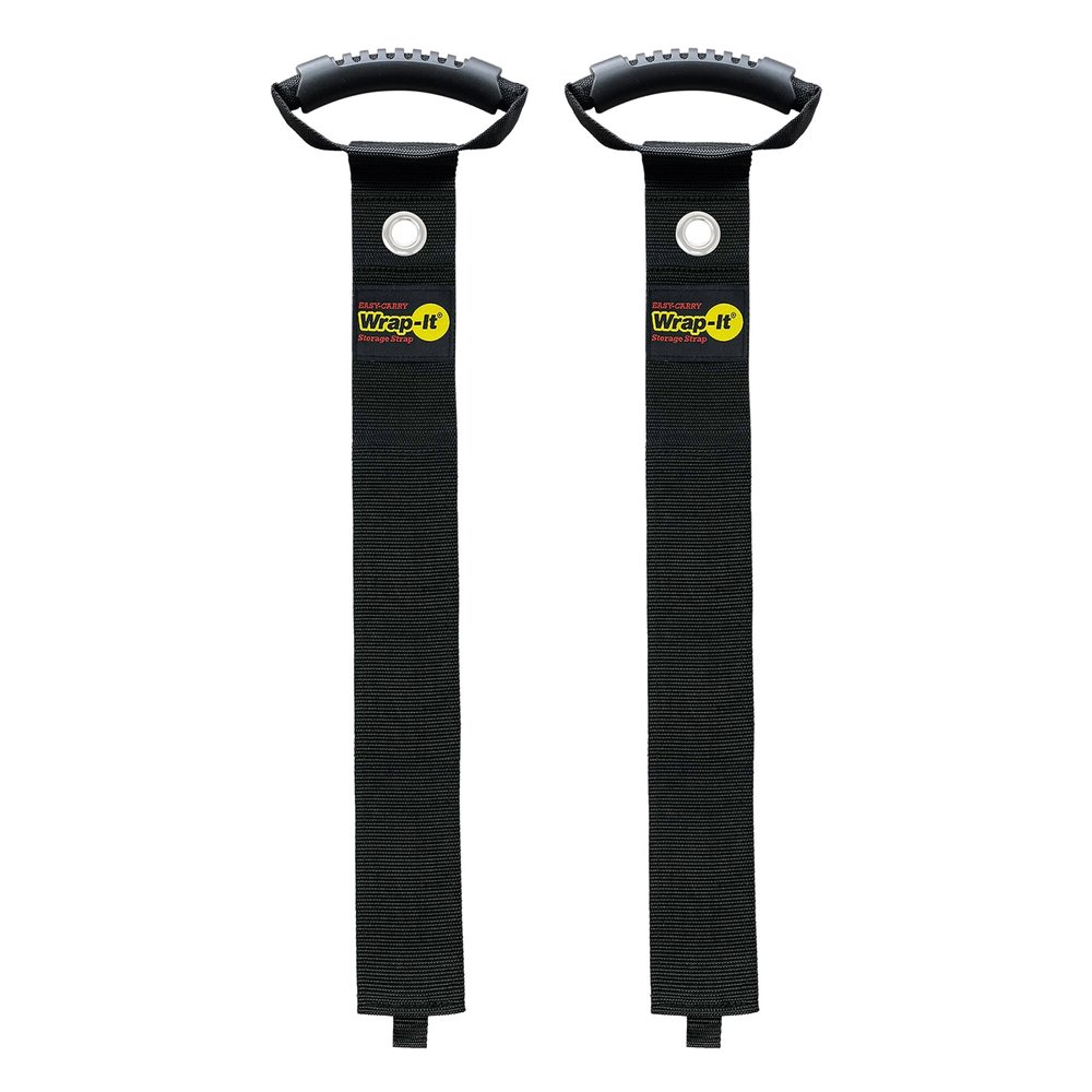 Easy-Carry Wrap-It Storage Straps - 48 (2-Pack) Black with Grommet - Garden Hose Caddy and Cord Wrap for Indoor and Outdoor Cable Organizing