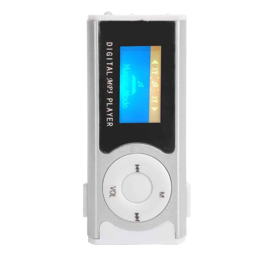 Akozon Portable Sports MP3 Player with Built in Flashlight, LCD Screen, Back Clip Design & 8GB Storage Silver, Compatible MP3/WMA Formats