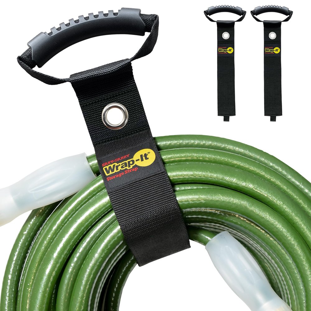 Easy-Carry Wrap-It Storage Straps - 28 (2-Pack) Black with Grommet - Cord Wrap and Hose Organizer for Your RV Tool Kit