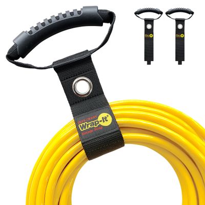 Easy-Carry Wrap-It Storage Straps - 17" (2-Pack) Black with Grommet - Extension Cord Organizer with a Handle for Cable and Hose Storage