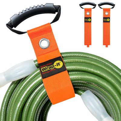 Easy-Carry Wrap-It Storage Straps - 28 (2-Pack) Blaze Orange with Grommet - Heavy Duty Wrap It Storage Straps and Extension Cord Wrap for Water Hose Storage