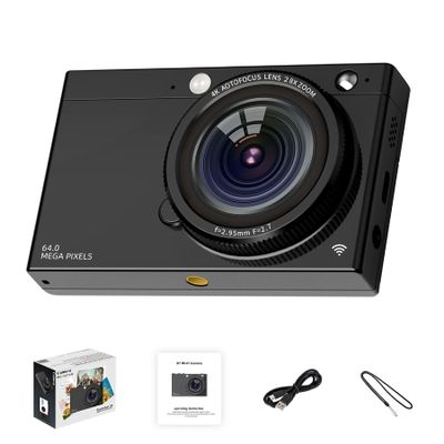 4K Digital Camera for Photography, 64MP Autofocus Vlogging Camera with Beauty Retro Filter, 28X Digital Zoom, 2.83 Inch Screen, Compact Travel Video Camera, 3600mAh Battery