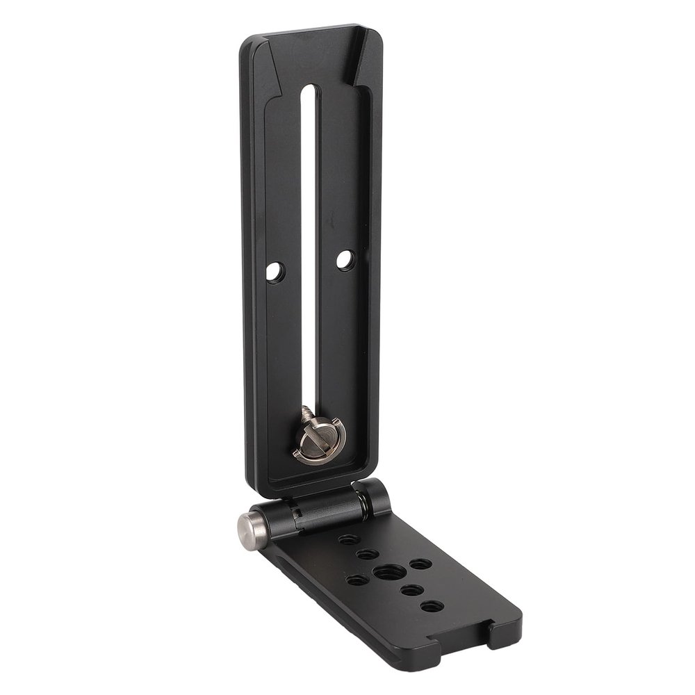 Asixxsix Folding L Shaped Vertical Quick Release Plate with Cold Shoe for Tripod, Ball Head, Mic, Fill Light, Aluminum Alloy DSLR Camera L Bracket, 38mm Universal for Arca Port