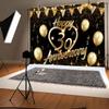 20x10ft Happy 30th Anniversary Backdrop Black Gold Photography Banner Heart Balloons Flags Background Bokeh Glitter Dots Decorations Anniversary Party Birthday Party Photo Booth Props view 2