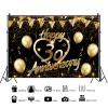 20x10ft Happy 30th Anniversary Backdrop Black Gold Photography Banner Heart Balloons Flags Background Bokeh Glitter Dots Decorations Anniversary Party Birthday Party Photo Booth Props view 3
