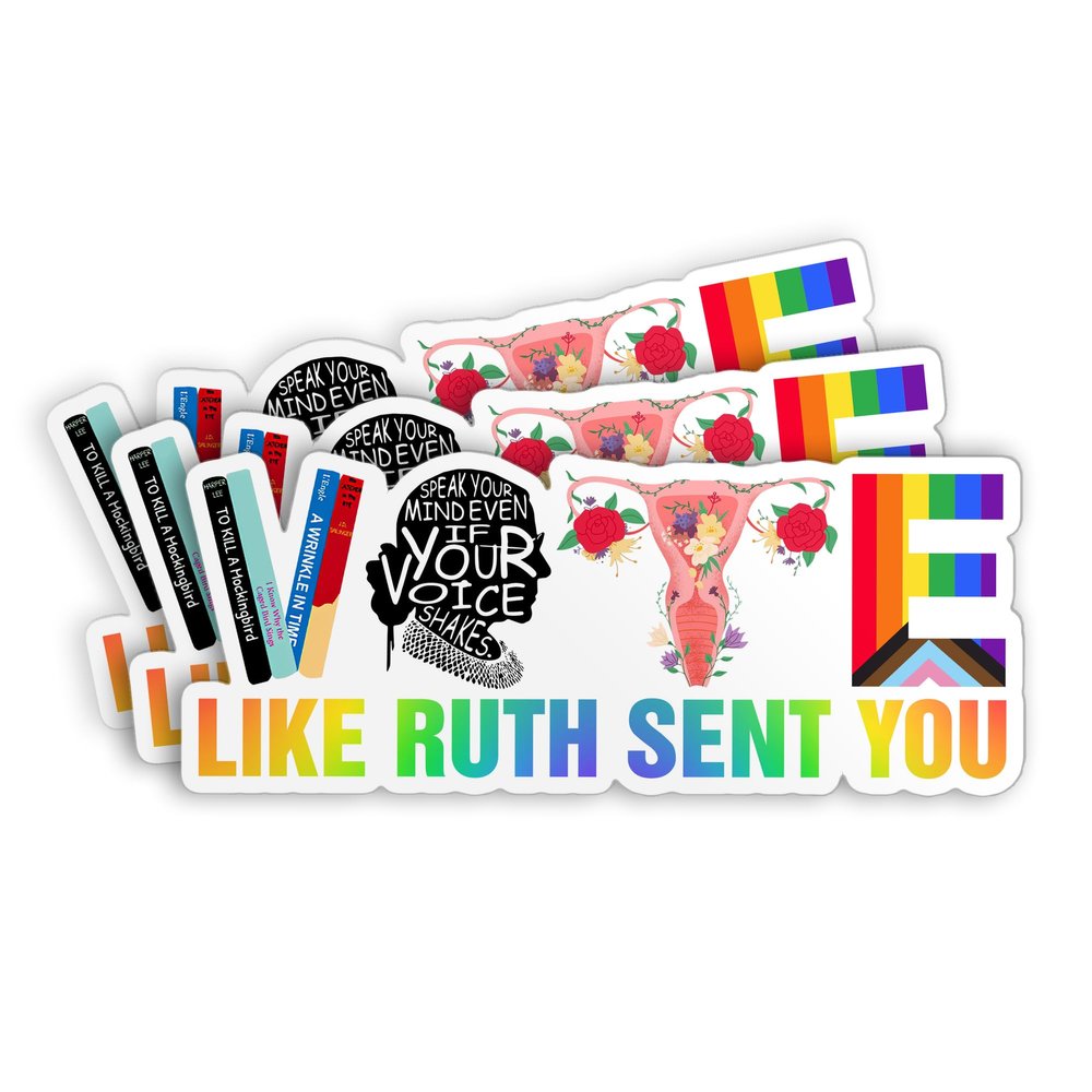 (3Pcs-3") Vote Like Ruth Sent You Stickers, Vote Reproductive Rights BLM LGBTQ Feminist Empowering Womens Waterproof Vinyl Sticker for Kindle Laptop Water Bottle Hard Hat Sticker Gifts 3 Inches
