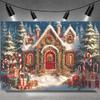 Winter Gingerbread House Candyland Christmas Background Baby Shower Birthday Party Photography Backdrop Christmas Eve Party Decoration Snowy Night Xmas Tree Gift Backdrop view 4