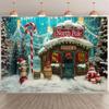 8x6ft Christmas Photography Background North Pole Candy House Backdrop Christmas Party Banner Children Winter Outdoor Photo Studio view 1