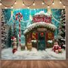 8x6ft Christmas Photography Background North Pole Candy House Backdrop Christmas Party Banner Children Winter Outdoor Photo Studio view 4
