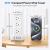 10ft Extension Cord Power Strip Tower, NTONPOWER Flat Plug Surge Protector + NTONPOWER Power Strip Tower with USB C Ports, 1080 Joules Surge Protector Tower view 2
